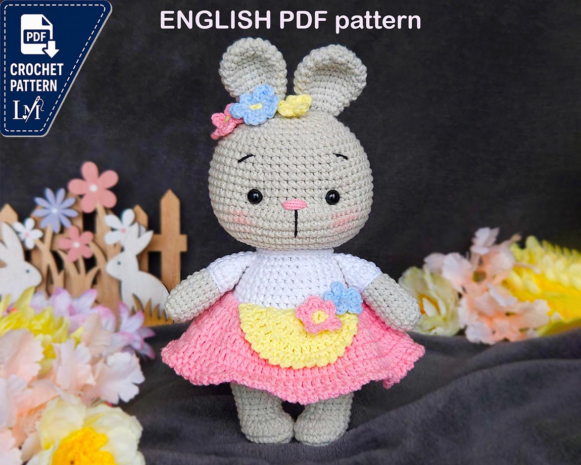 DIY Crochet PATTERN bunny, Crochet easter bunny amigurumi pattern, Little bunny, Amigurumi rabit, Cute animals pattern, Easy crochet pattern